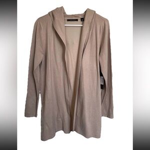 Cyrus Hooded Knit Open Rayon Cardigan Sweater Beige Pockets Womens size XL